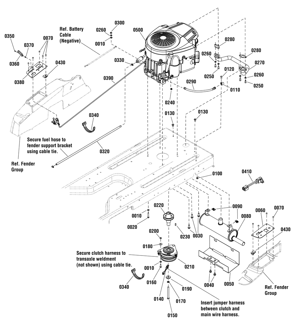 Engine Group - 20hp Briggs And Stratton Diagram and Parts List for 2691041-01-EZT2042 2012 Briggs and Stratton Lawn Tractor Accessories